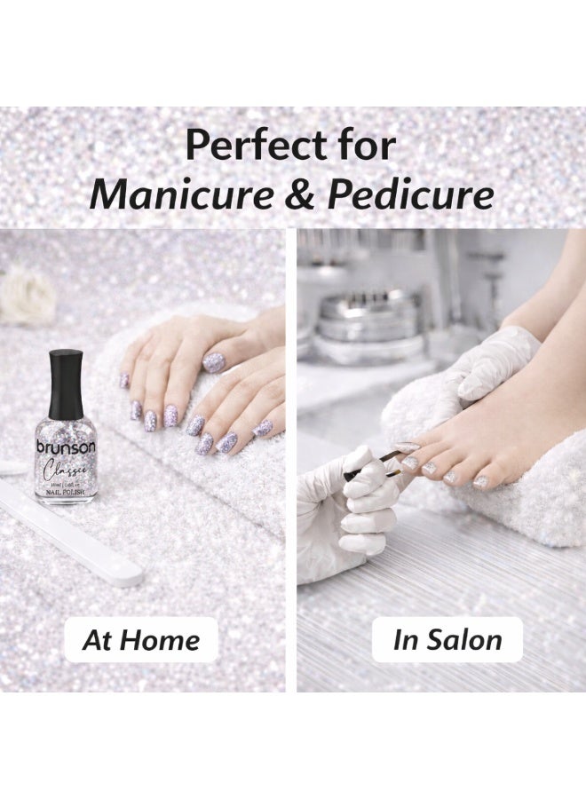 Brunson Classic Nail Polish 18ml Fast Dry Nail Lacquer Nail Harderner Normal Polish Glossy Gel Effect Quick Air Dry Long-Lasting Natural Nail Enamel Salon Quality Manicure Pedicure Regular Polish - Image 3